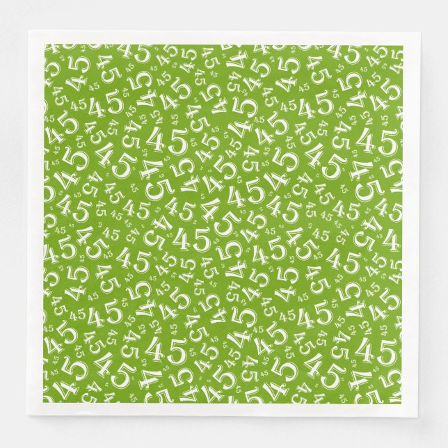 45th Age Random Number Pattern Green/White Napkin (Front)