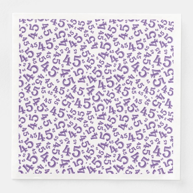 45th Age Random Number Pattern Purple/White Napkin (Front)