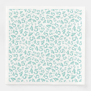 45th Age Random Number Pattern Teal/White Napkin