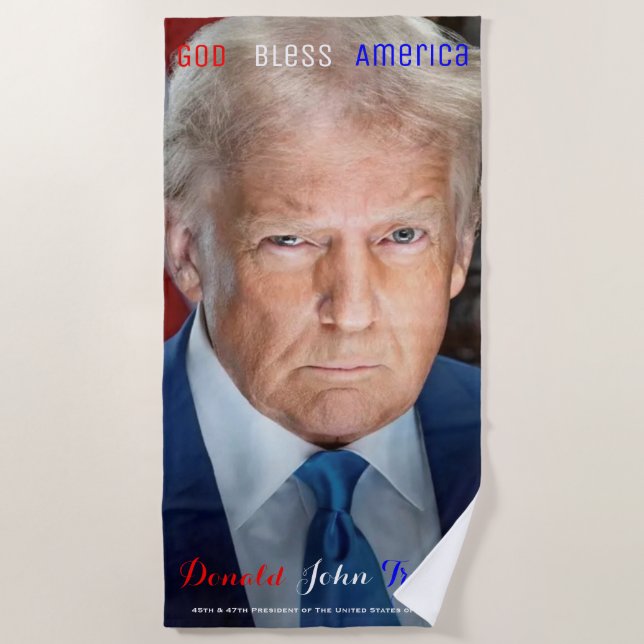 45th and 47th President of the US Donald Trump Beach Towel (Front)