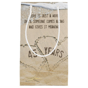 45th Anniversary Beach Hearts and Starfish Small Gift Bag