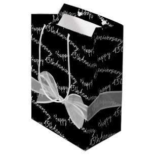 45th Anniversary Bow on Black Medium Gift Bag