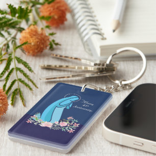 45th Anniversary of Religious Life Nun Pink Flower Key Ring
