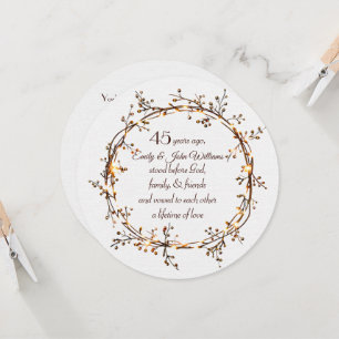 45th Anniversary Party Glowing Autumn Berry Wreath Invitation