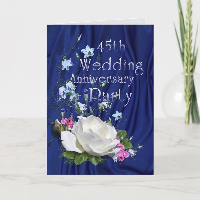 45th Anniversary Party White Rose Invitation (Front)