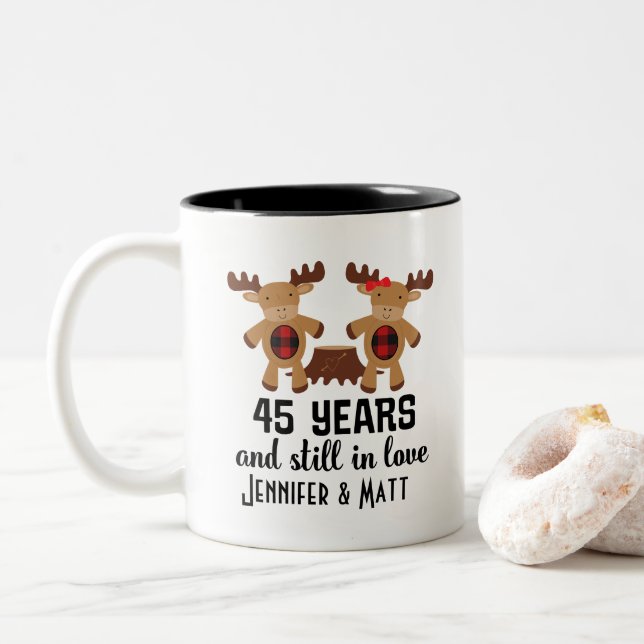 45th Anniversary Personalised Couples Mug Gift (With Donut)