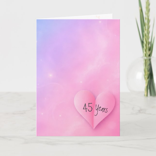 45th Anniversary Pink Folded Heart Card (Front)