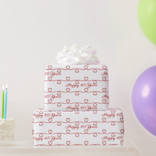 45th Anniversary Red Hearts Wrapping Paper