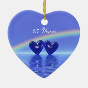 45th Anniversary Sapphire Hearts Ceramic Ornament