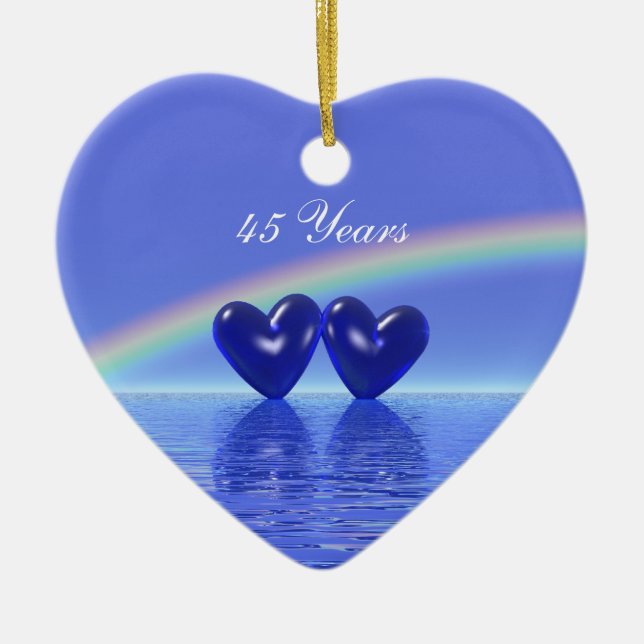 45th Anniversary Sapphire Hearts Ceramic Ornament (Front)