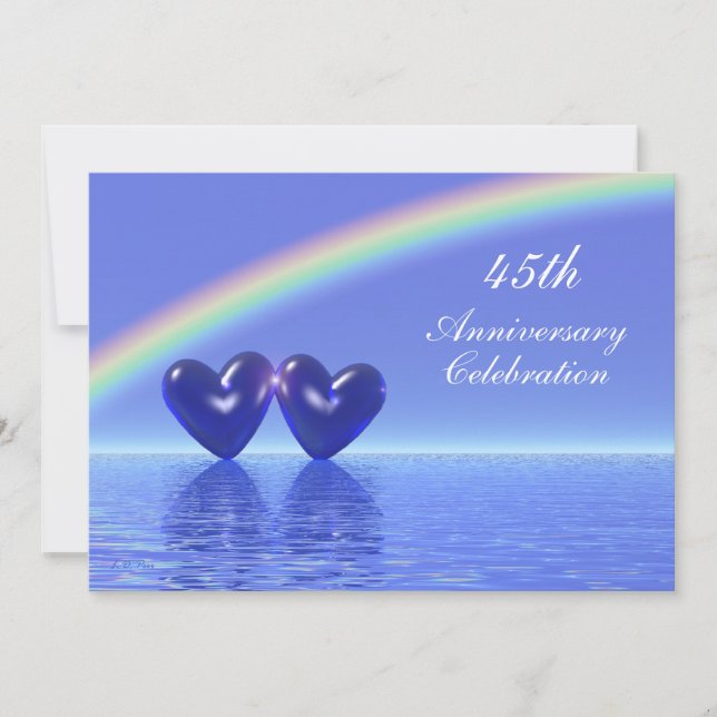45th Anniversary Sapphire Hearts Invitation (Front)