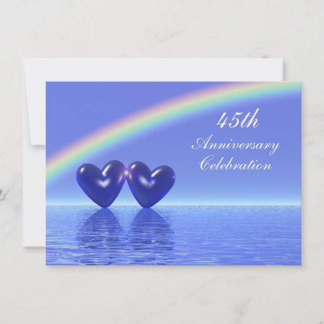 45th Anniversary Sapphire Hearts Invitation (Front)