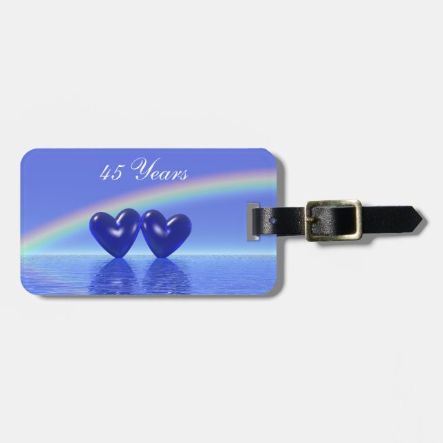 45th Anniversary Sapphire Hearts Luggage Tag (Front Horizontal)