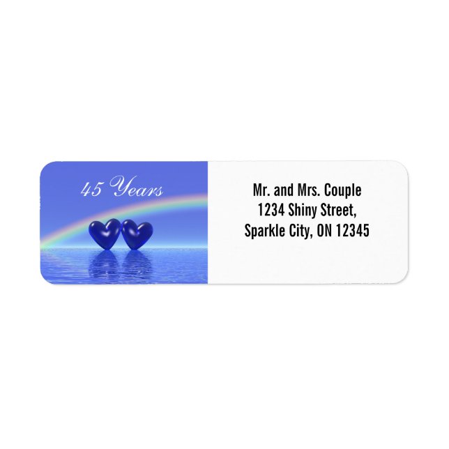 45th Anniversary Sapphire Hearts Return Address Label (Front)