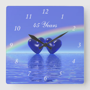 45th Anniversary Sapphire Hearts Square Wall Clock