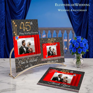 45th Anniversary Save the Date Sapphire & Photo Invitation