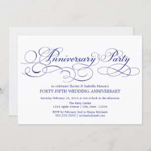 45th Anniversary   White/Blue Invitation