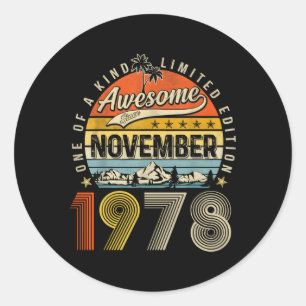 45Th Awesome Since November 1978 45 Classic Round Sticker
