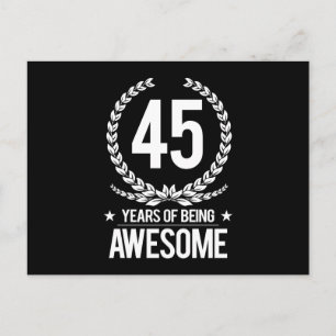 45th Birthday (45 Years Of Being Awesome) Postcard