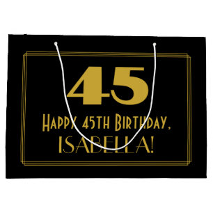 45th Birthday — Art Deco Inspired Look "45" & Na Large Gift Bag