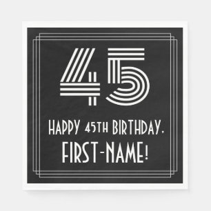 45th Birthday: Art Deco Inspired Look "45" + Name Napkin