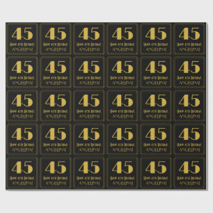45th Birthday ~ Art Deco Inspired Look "45", Name Wrapping Paper