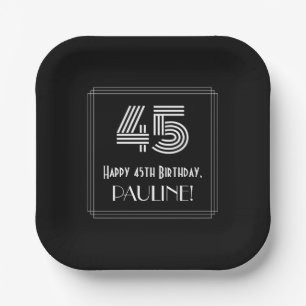 45th Birthday — Art Deco Inspired Look “45” Paper Plate