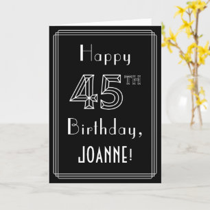45th Birthday: Art Deco Style # 45 & Custom Name Card