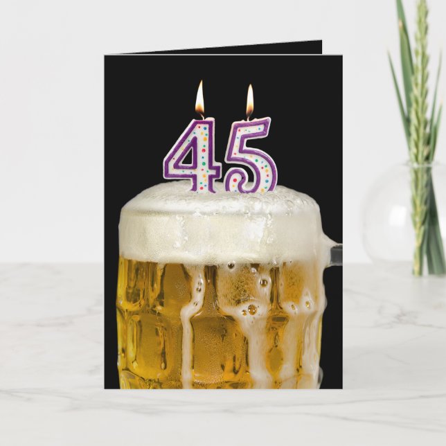 45th Birthday Beer on black Card (Front)