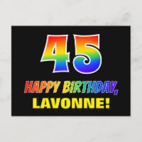 45th Birthday: Bold, Fun, Simple, Rainbow 45