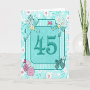 45th birthday card with flowers