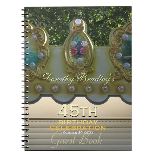 45th Birthday Celebration Carousel Guest Book (Front)