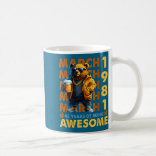 45Th Birthday Cool Bear March Artwork Coffee Mug