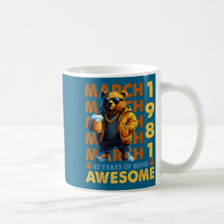 45Th Birthday Cool Bear March Artwork Coffee Mug