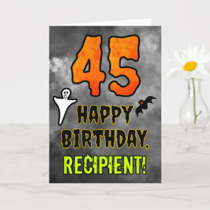 45th Birthday: Eerie Halloween Theme + Custom Name Card