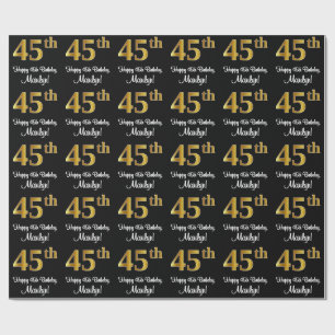 45th Birthday: Elegant Luxurious Faux Gold Look # Wrapping Paper