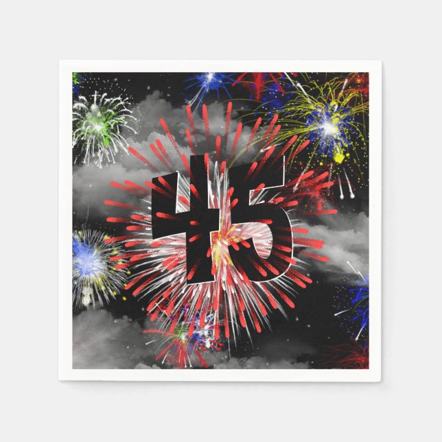 45th Birthday Fireworks In Clouds Napkins (Front)