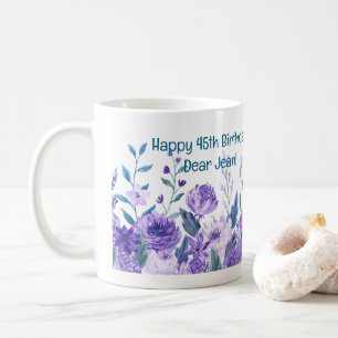 45th Birthday Flowers Love Elegant Modern Floral Coffee Mug
