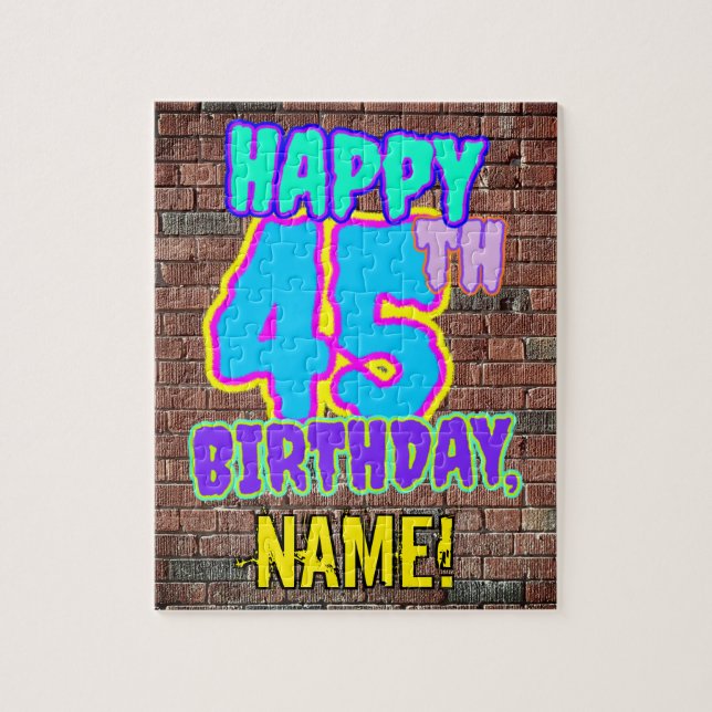 45th Birthday ~ Fun, Urban Graffiti Inspired Look Jigsaw Puzzle (Vertical)