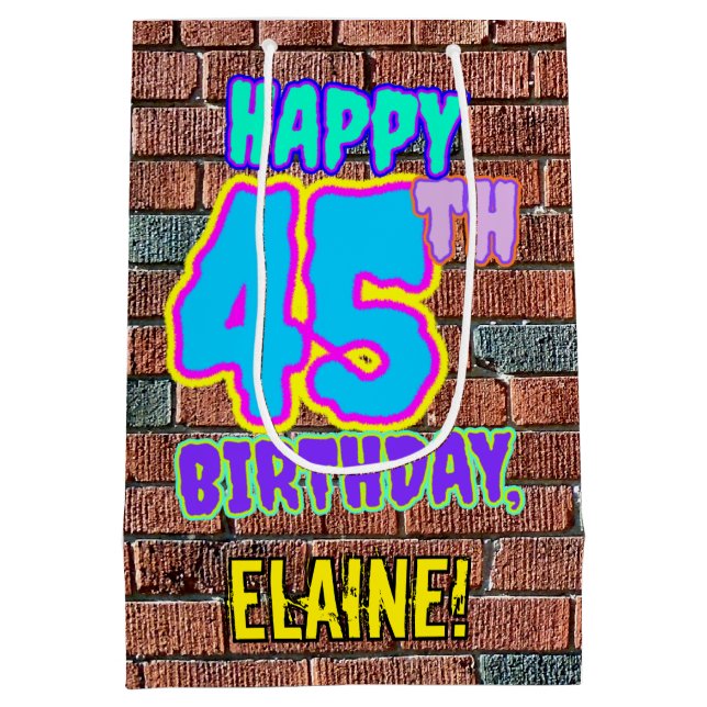 45th Birthday: Fun, Urban Graffiti Inspired Look Medium Gift Bag (Back)