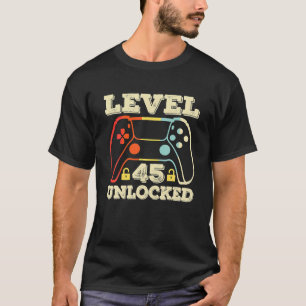 45th Birthday Gift 45 Year Old Gamer Men Level 45 T-Shirt
