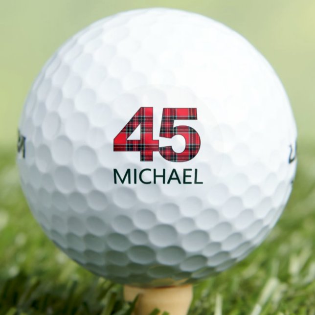 45th Birthday Gift - Classy 45 Years Red Plaid Golf Balls (Creator Uploaded)
