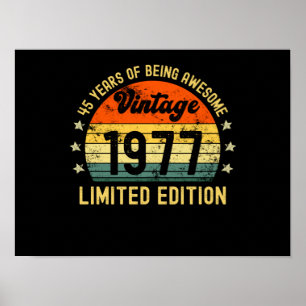 45th birthday gifts vintage 1977 limited edition poster