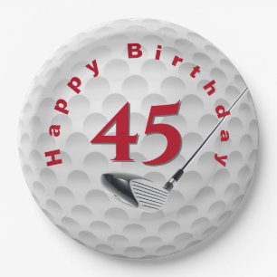 45th Birthday Golf Ball Design Paper Plate