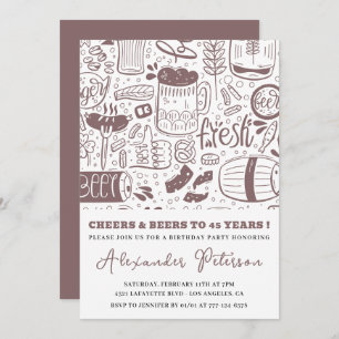 45th birthday invitations Men Beer Vintage
