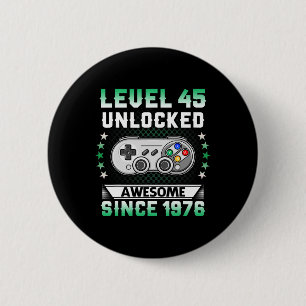 45th Birthday Level 45 Unlocked Awesome Video Game 6 Cm Round Badge