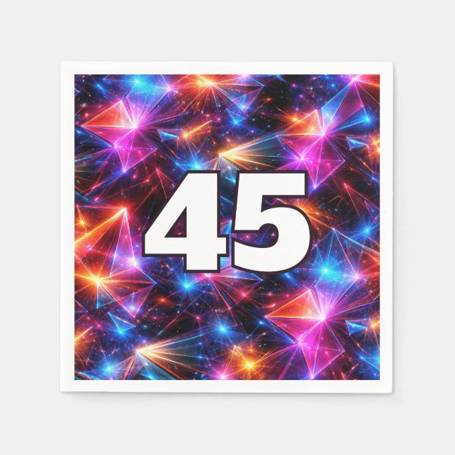 45th Birthday Neon Polygon Abstract  Napkin (Front)
