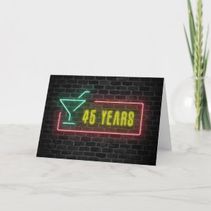 45th Birthday Neon Sign on Brick Card