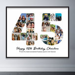 45th Birthday Number 45 Photo Collage Anniversary Poster<br><div class="desc">Mark forty five years of wonderful memories and adventures with this captivating 45th Birthday Number Photo Collage. This customisable template is the perfect blend of creativity and sentiment, allowing you to create a truly memorable gift for your loved one's special day. Capture the essence of ten incredible years in a...</div>