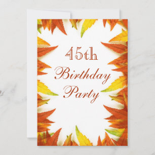 45th Birthday Party Autumn/Fall Leaves Invitation